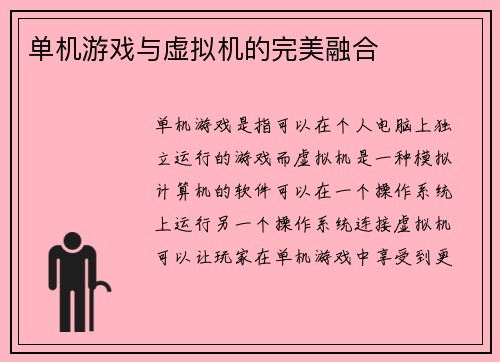 单机游戏与虚拟机的完美融合